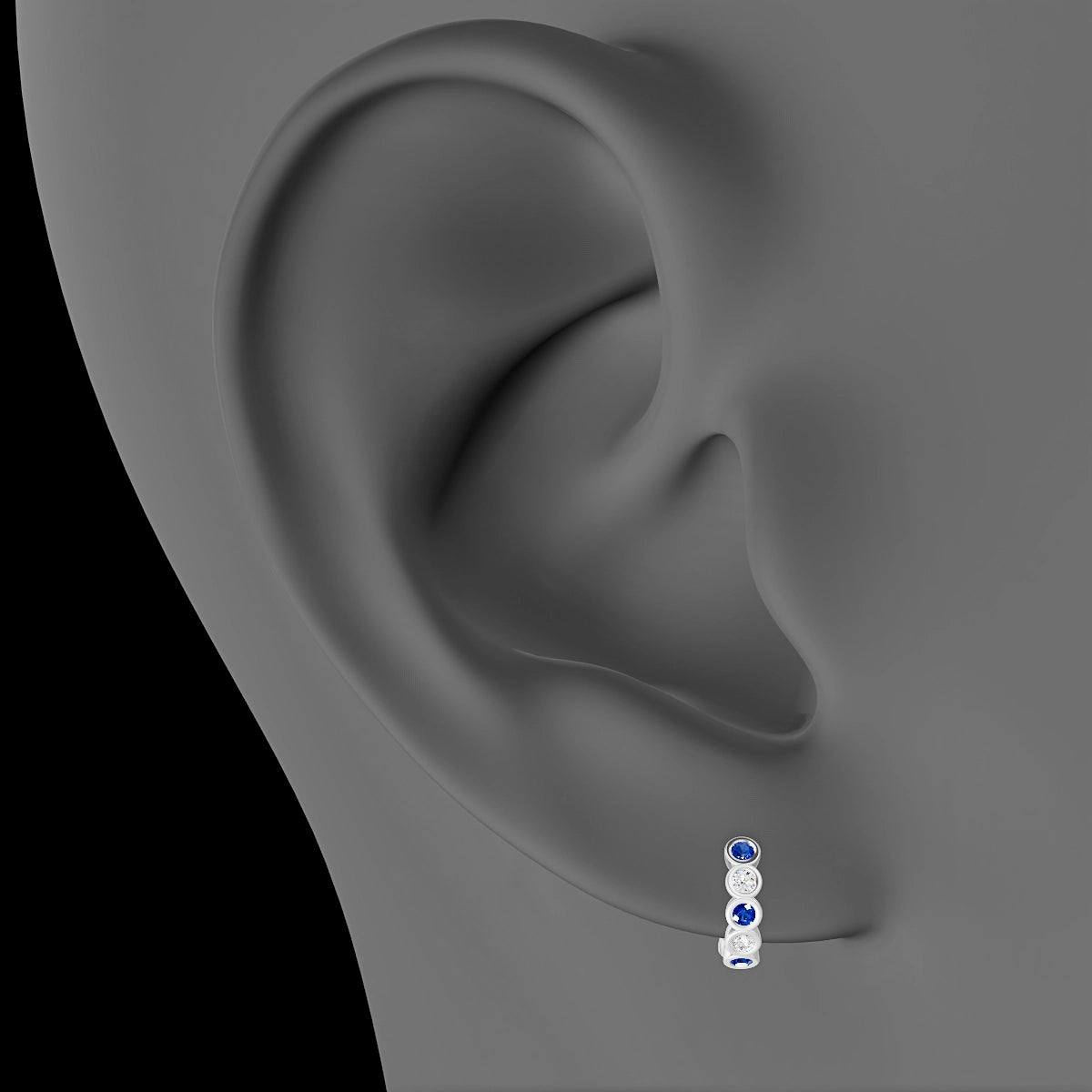 Neith | 18k White Gold 6.5 mm Sapphire & Diamond Hoop Piercing