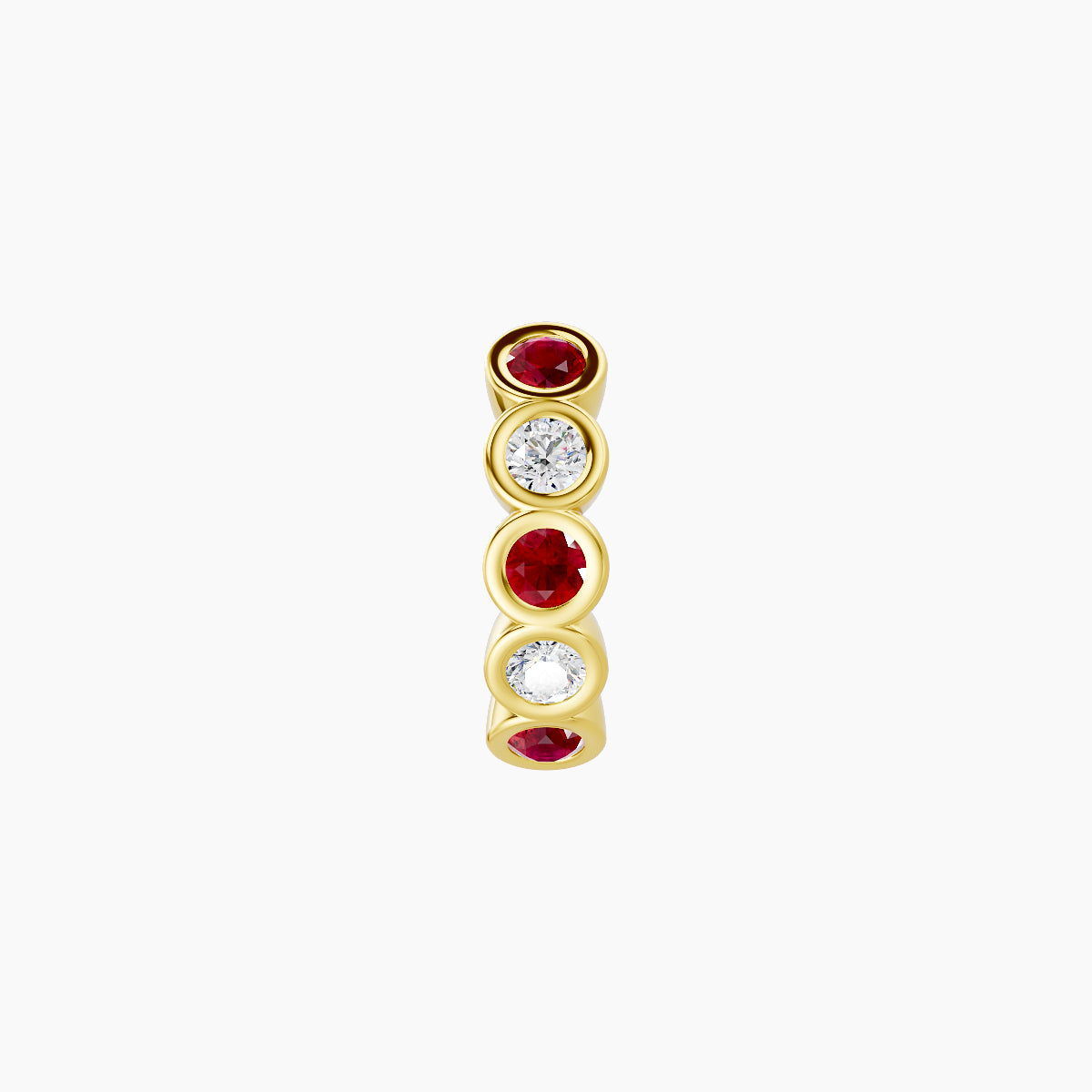 Neith | 18k Yellow Gold 6.5 mm Ruby & Diamond Hoop Piercing