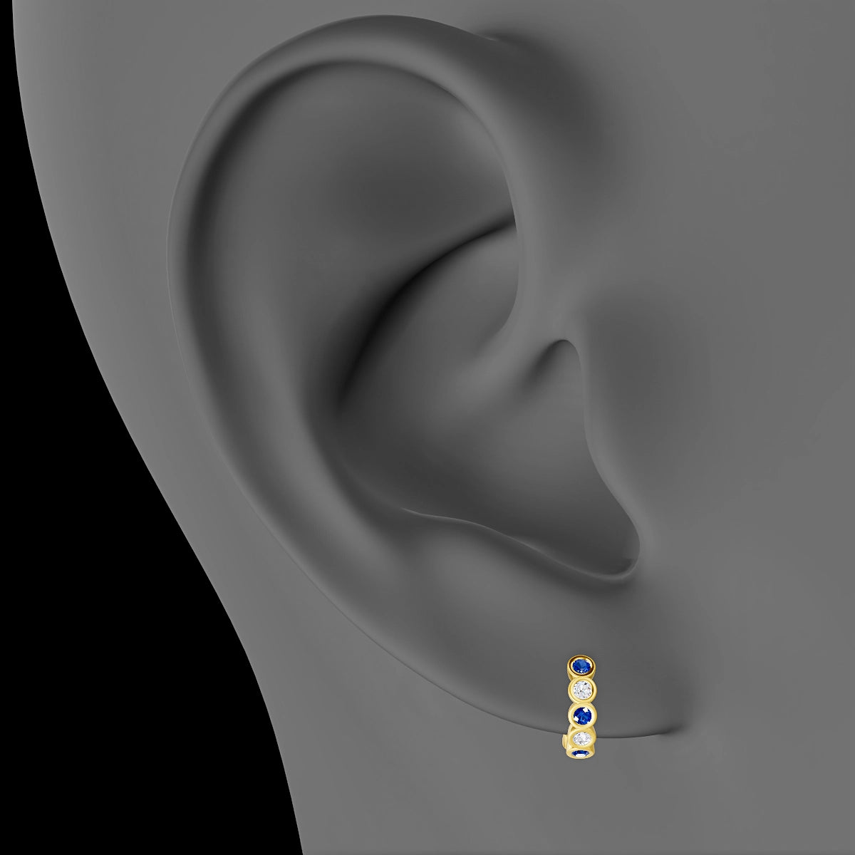 Neith | 18k Yellow Gold 6.5 mm Sapphire & Diamond Hoop Piercing