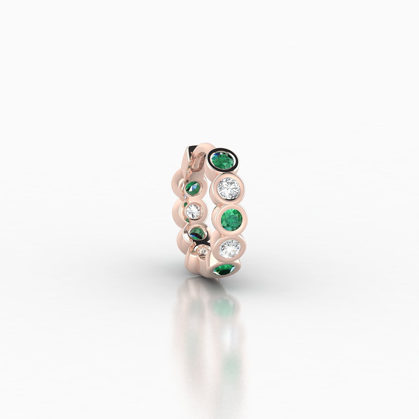 Neith | 18k Rose Gold 6.5 mm Emerald & Diamond Hoop Piercing