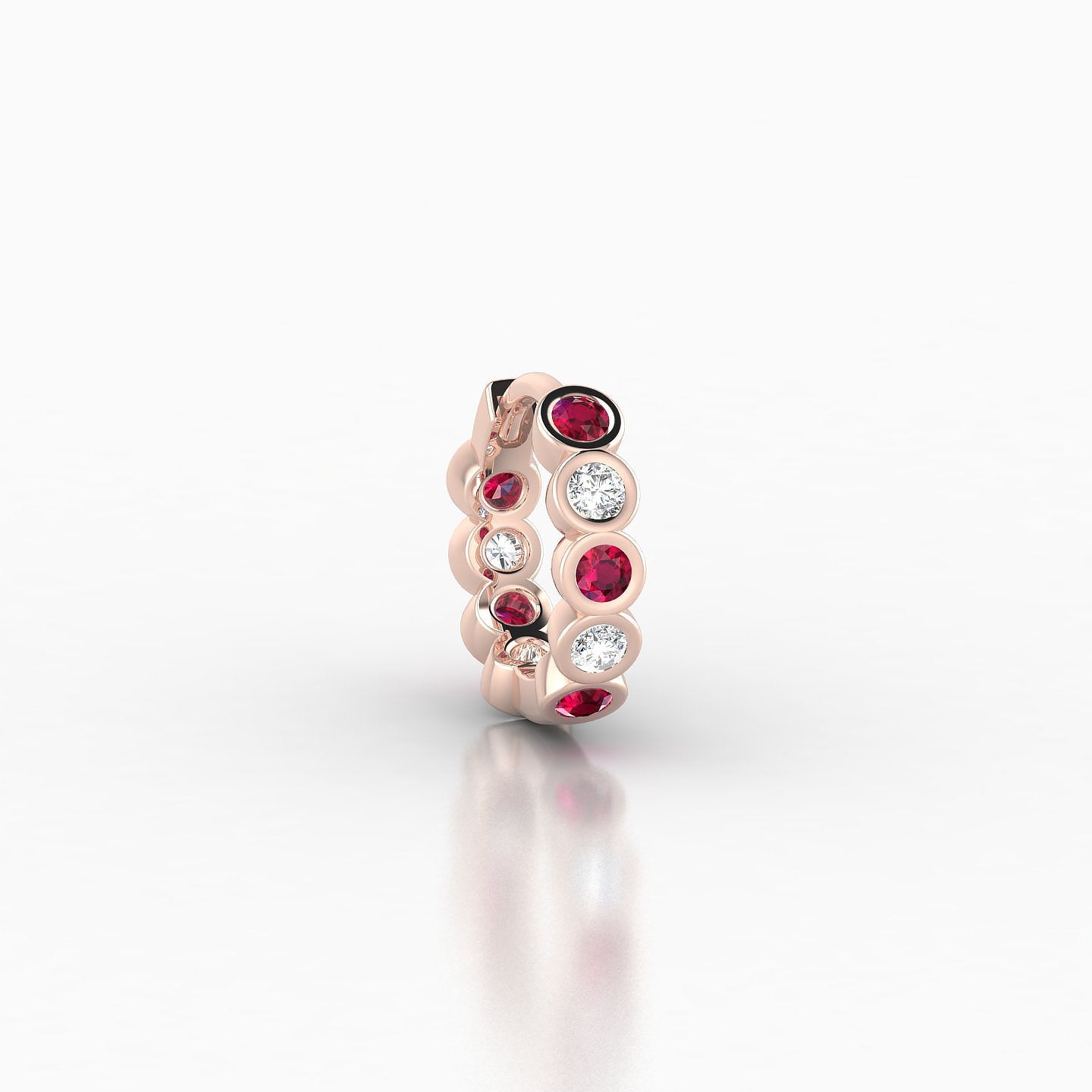 Neith | 18k Rose Gold 6.5 mm Ruby & Diamond Hoop Piercing