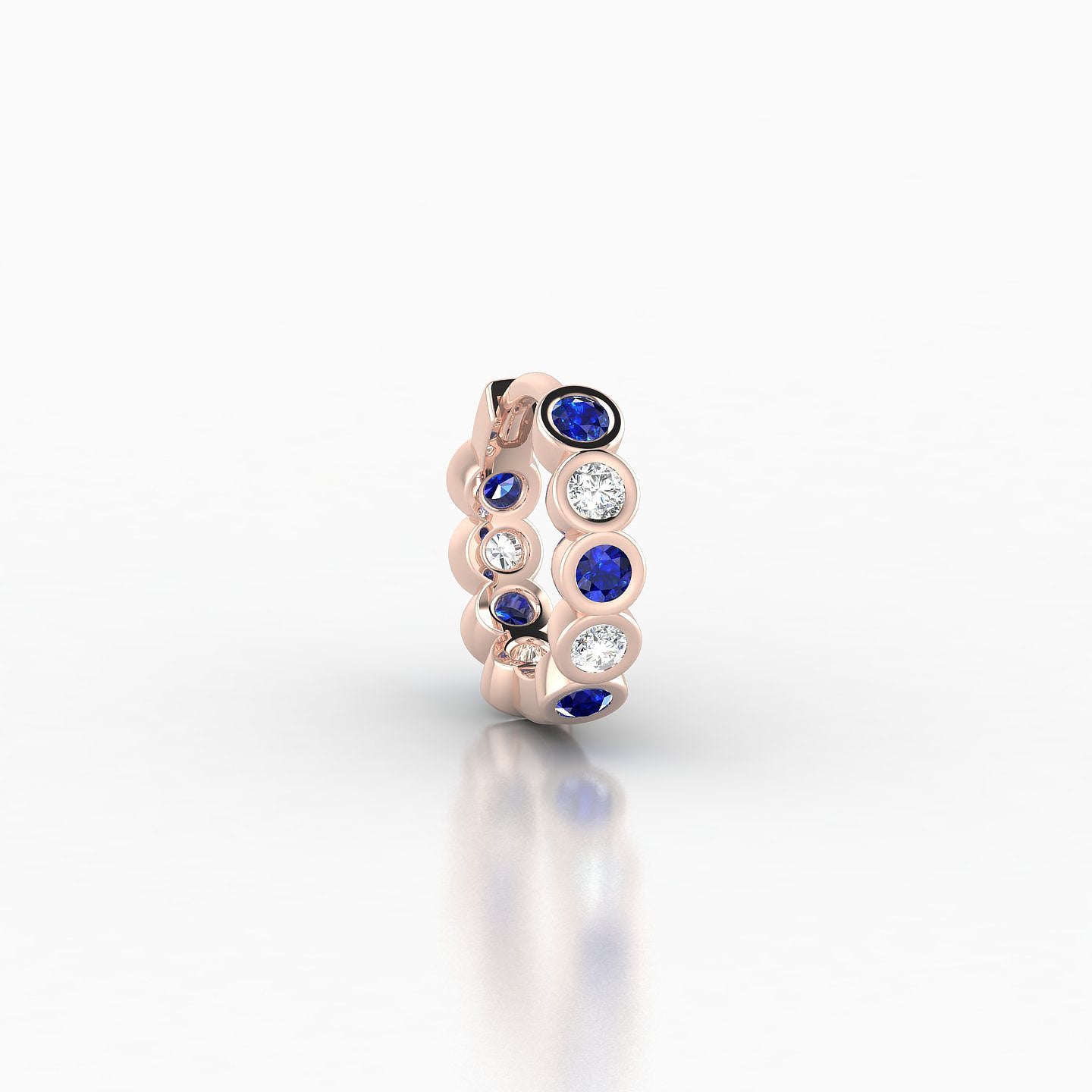 Neith | 18k Rose Gold 6.5 mm Sapphire & Diamond Hoop Piercing