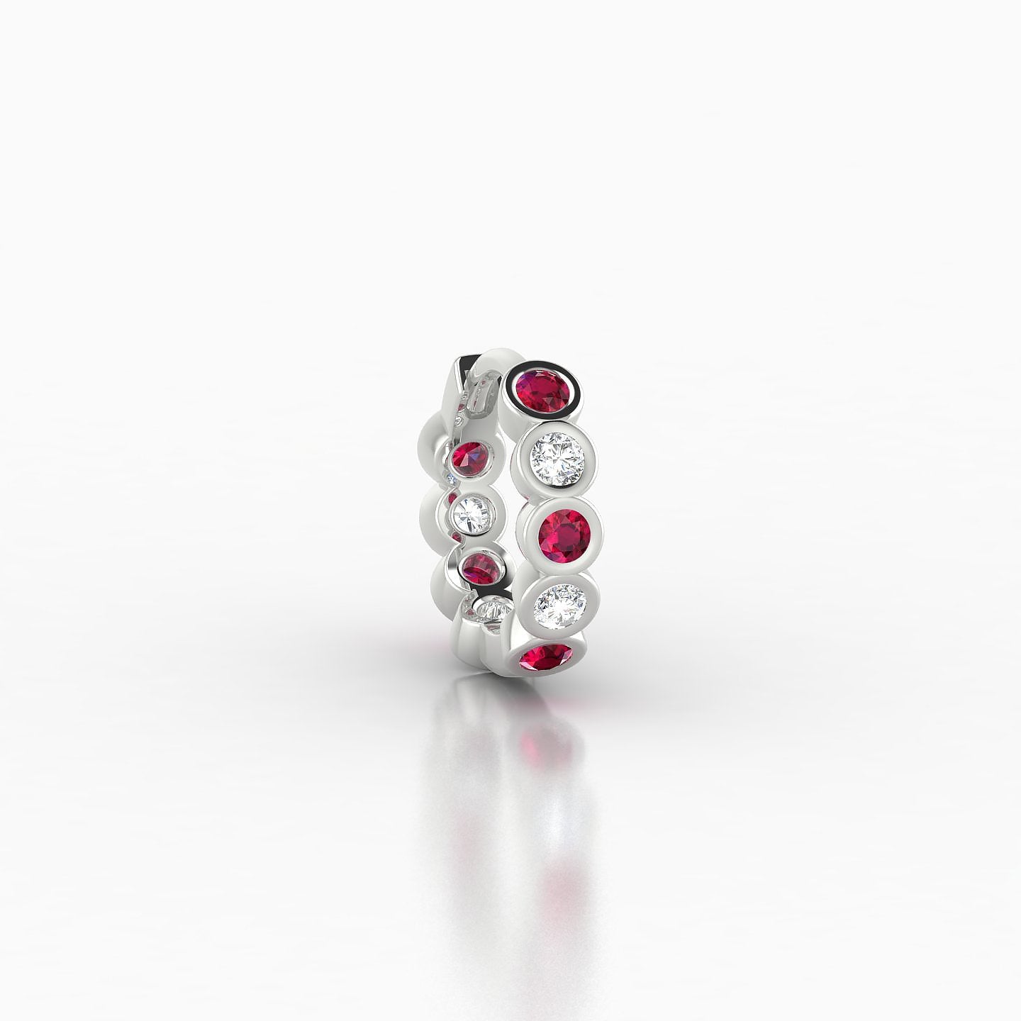 Neith | 18k White Gold 6.5 mm Ruby & Diamond Hoop Piercing