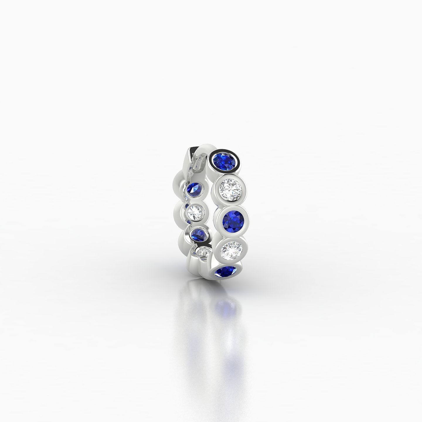 Neith | 18k White Gold 6.5 mm Sapphire & Diamond Hoop Piercing