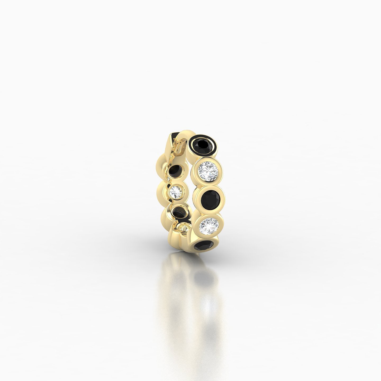 Neith | 18k Yellow Gold 6.5 mm Black Diamond & Diamond Hoop Piercing