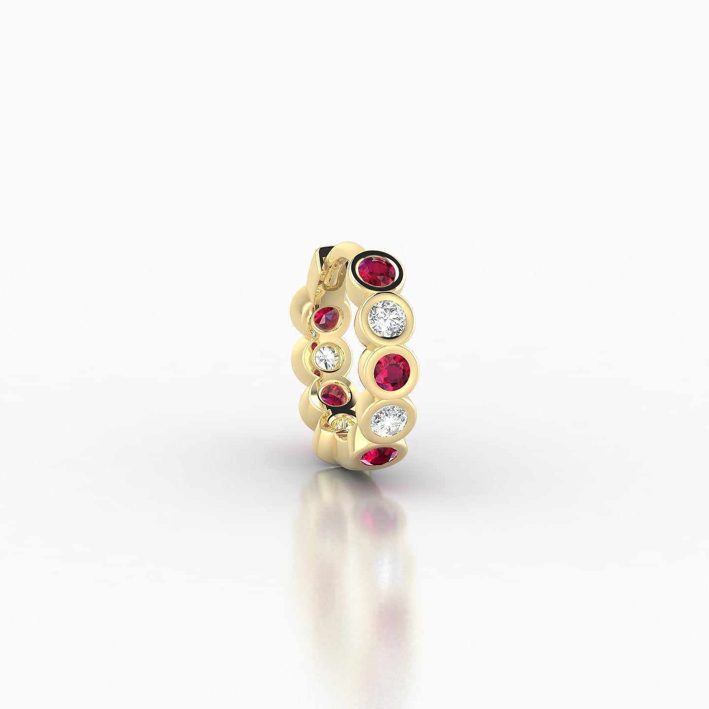 Neith | 18k Yellow Gold 6.5 mm Ruby & Diamond Hoop Piercing