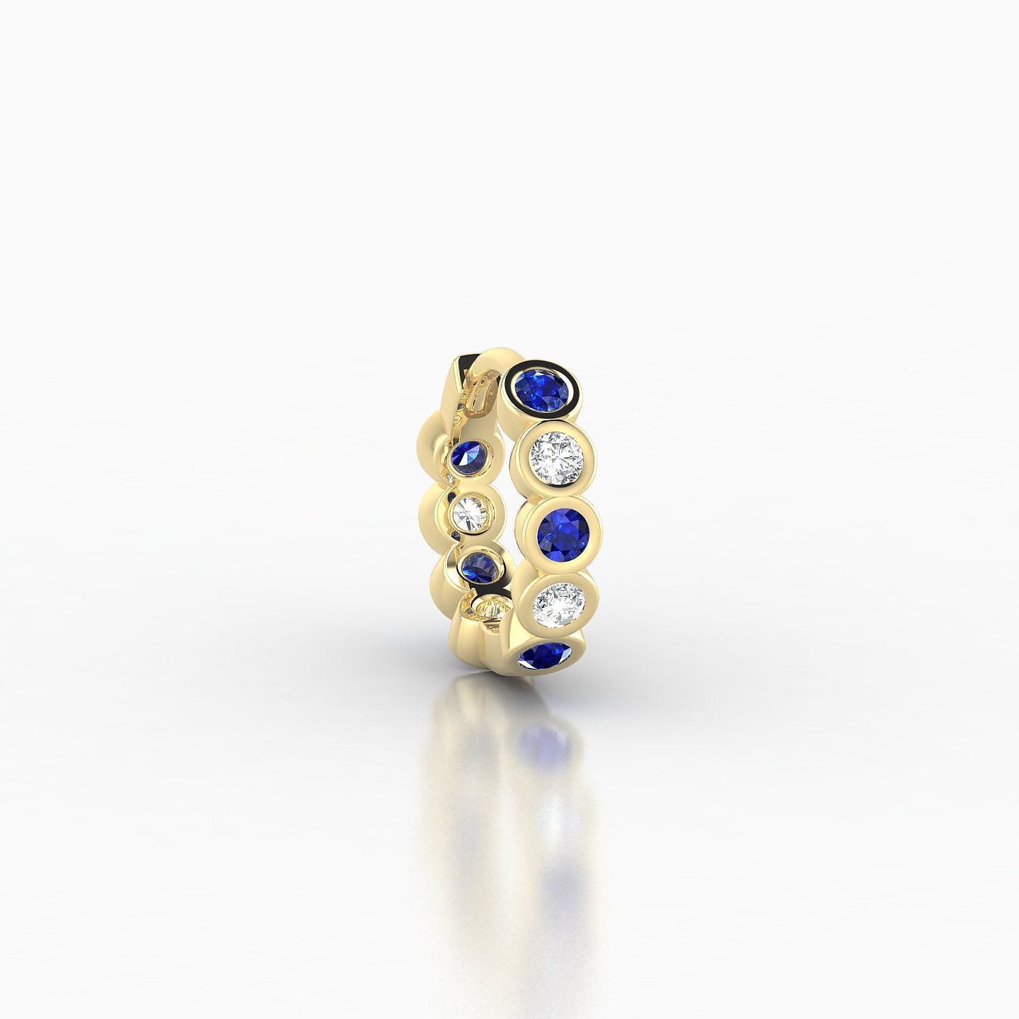 Neith | 18k Yellow Gold 6.5 mm Sapphire & Diamond Hoop Piercing