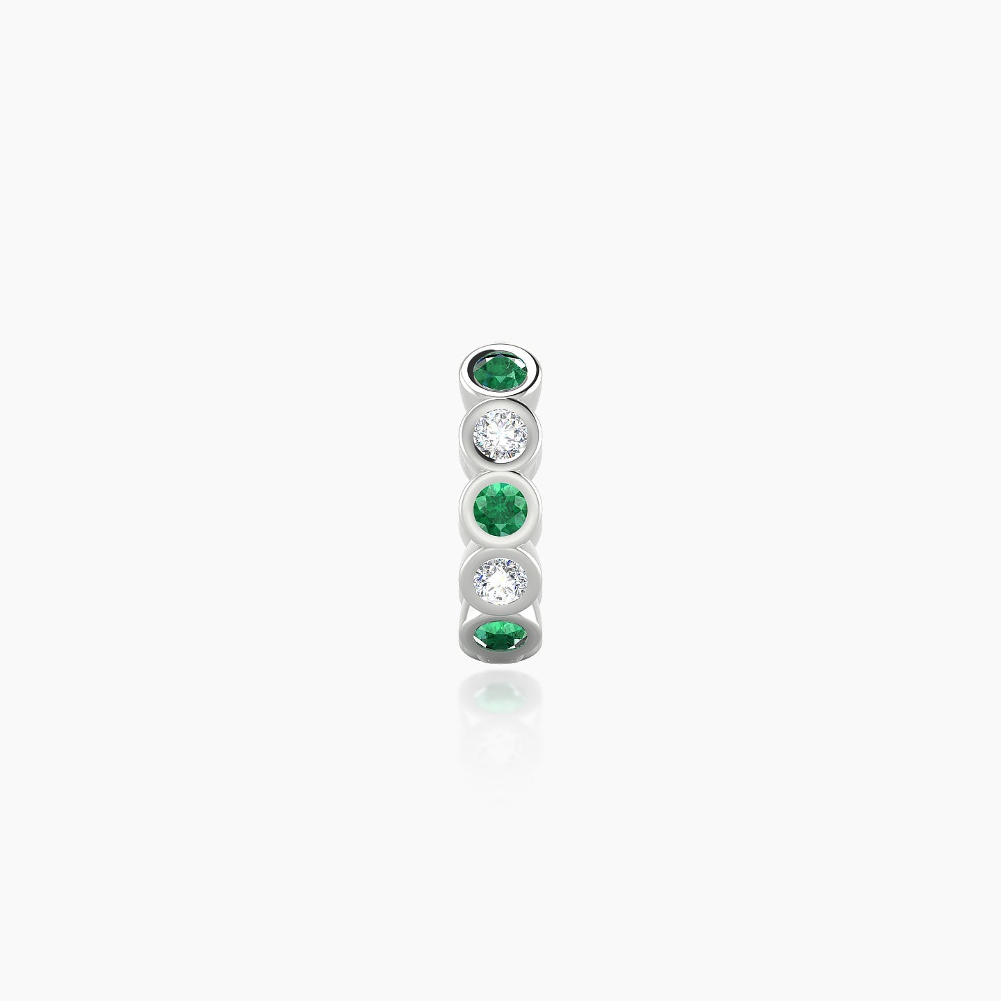 Neith | 18k White Gold 6.5 mm Emerald & Diamond Hoop Piercing