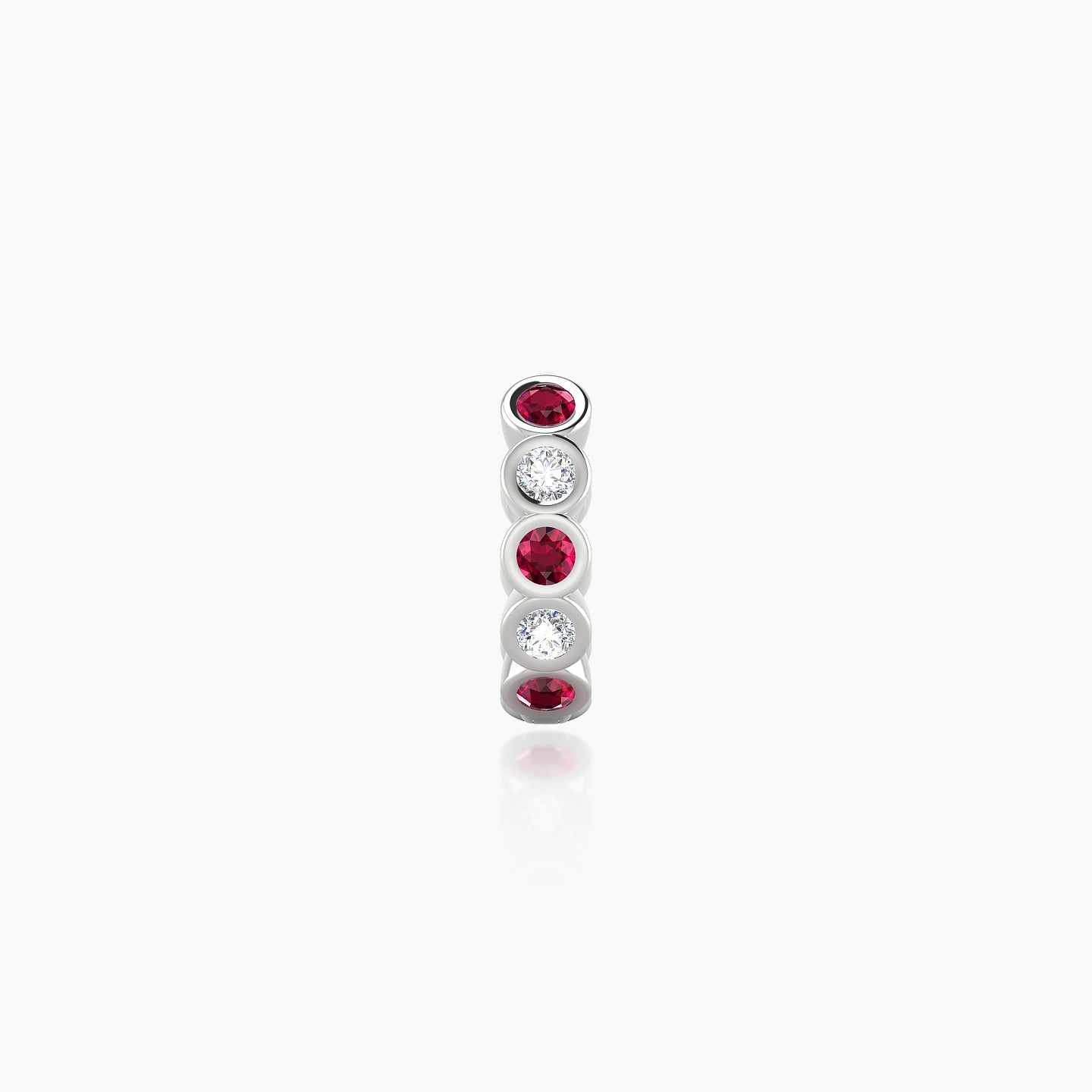 Neith | 18k White Gold 6.5 mm Ruby & Diamond Hoop Piercing