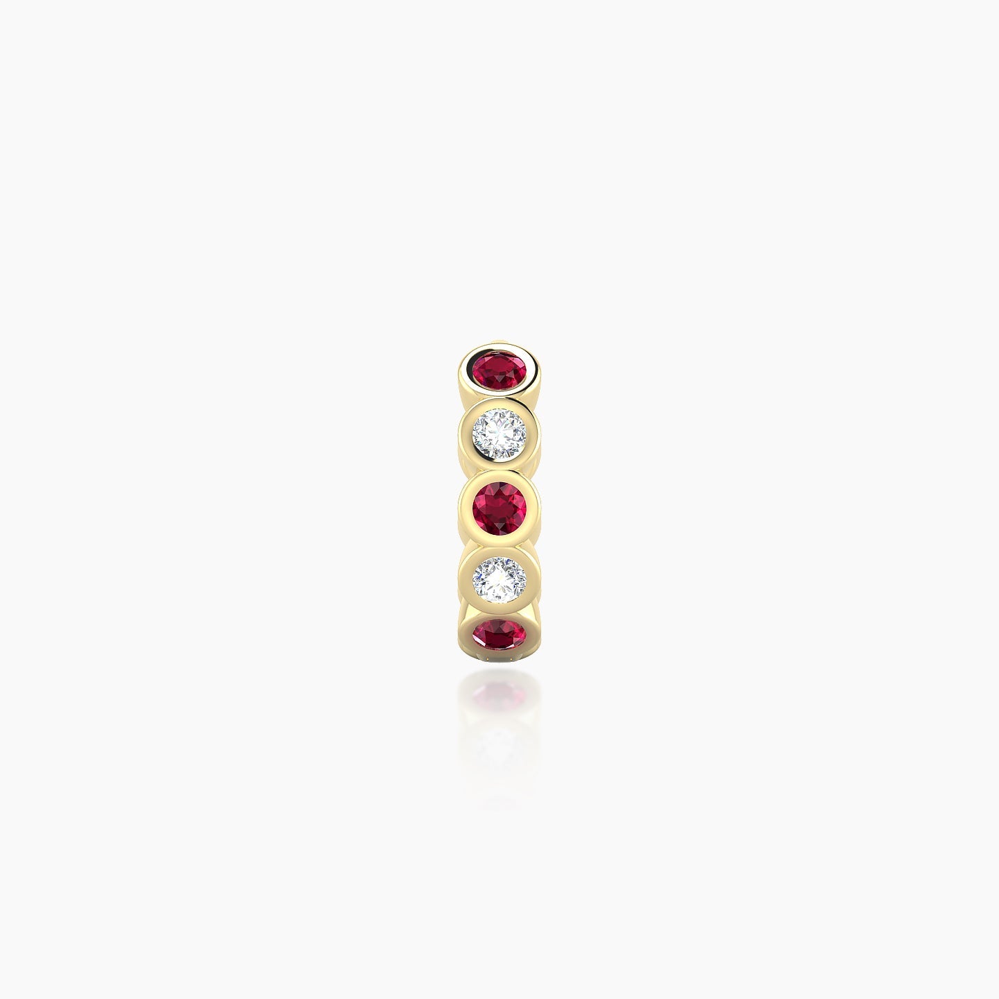 Neith | 18k Yellow Gold 6.5 mm Ruby & Diamond Hoop Piercing