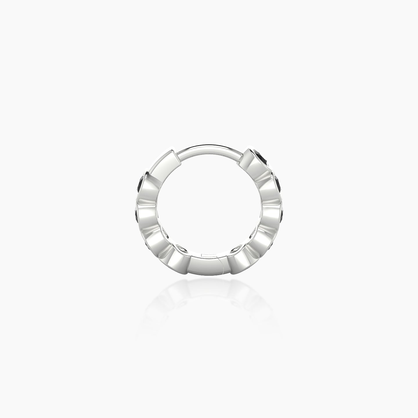 Neith | 18k White Gold 6.5 mm Black Diamond Hoop Piercing