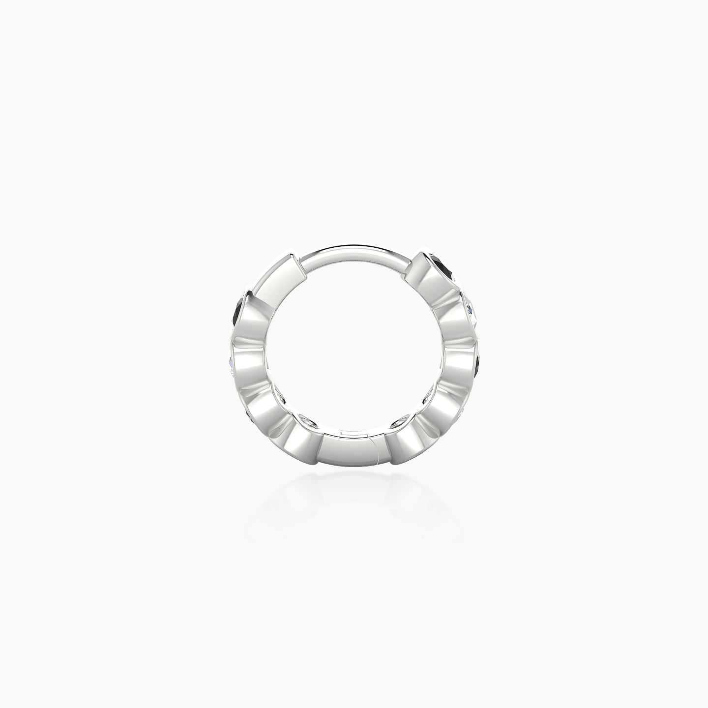 Neith | 18k White Gold 6.5 mm Black Diamond & Diamond Hoop Piercing