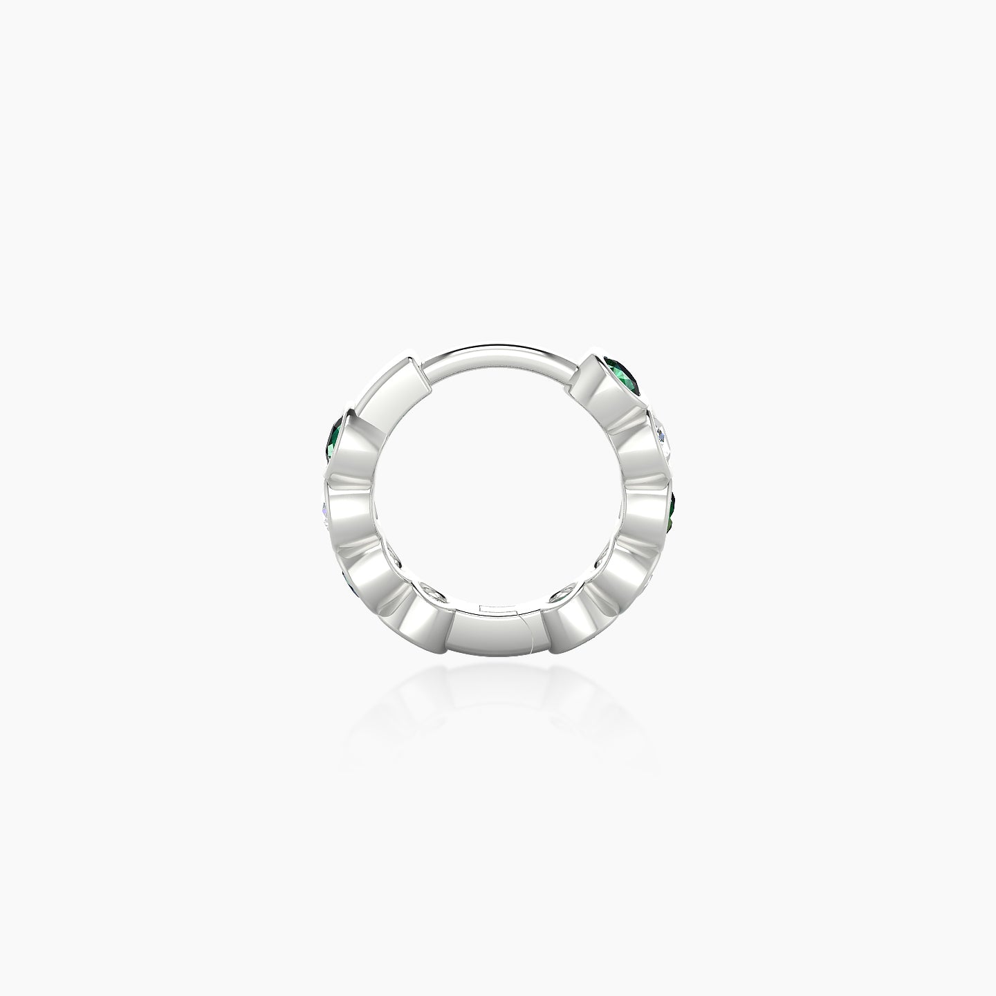 Neith | 18k White Gold 6.5 mm Emerald & Diamond Hoop Piercing