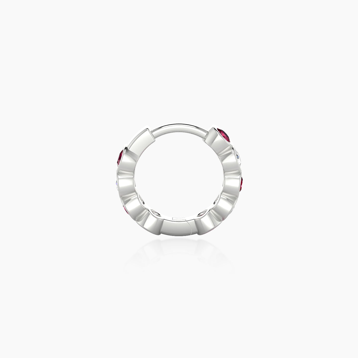 Neith | 18k White Gold 6.5 mm Ruby & Diamond Hoop Piercing