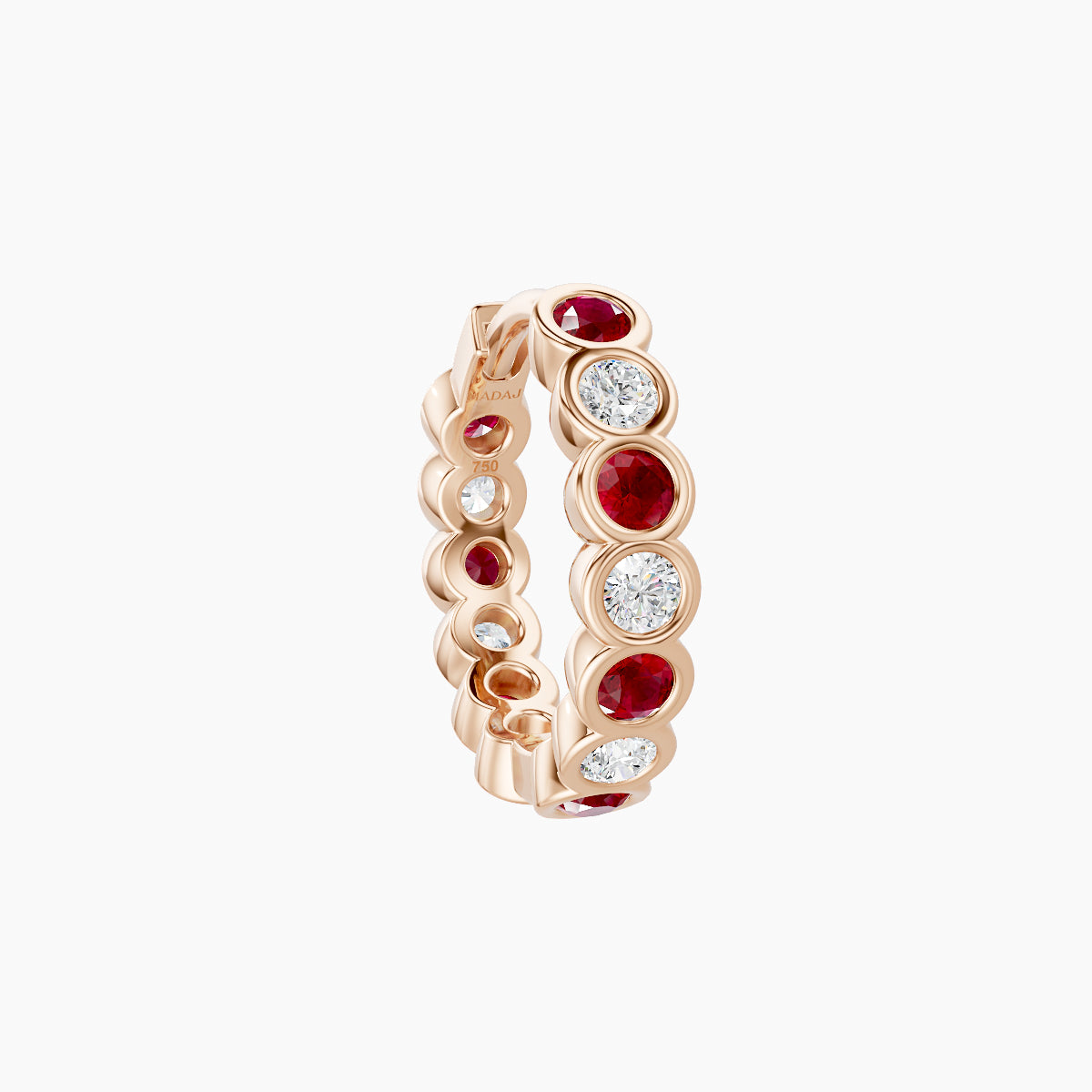 Neith | 18k Rose Gold 8 mm Ruby & Diamond Hoop Piercing