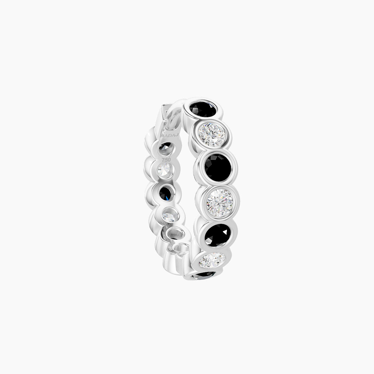 Neith | 18k White Gold 8 mm Black Diamond & Diamond Hoop Piercing