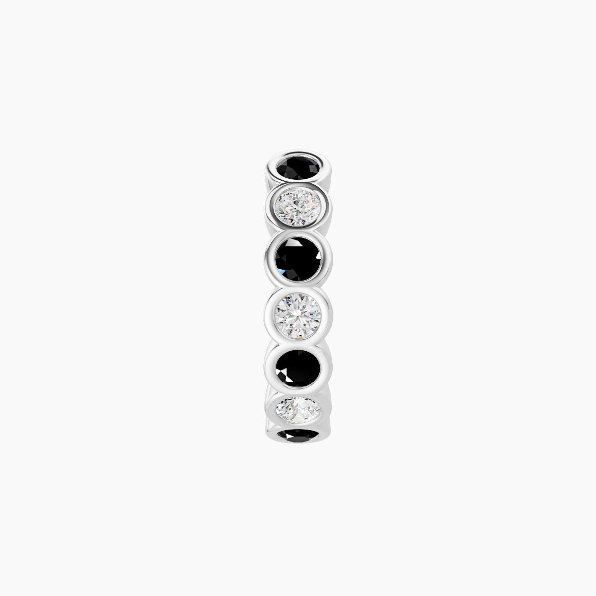 Neith | 18k White Gold 8 mm Black Diamond & Diamond Hoop Piercing