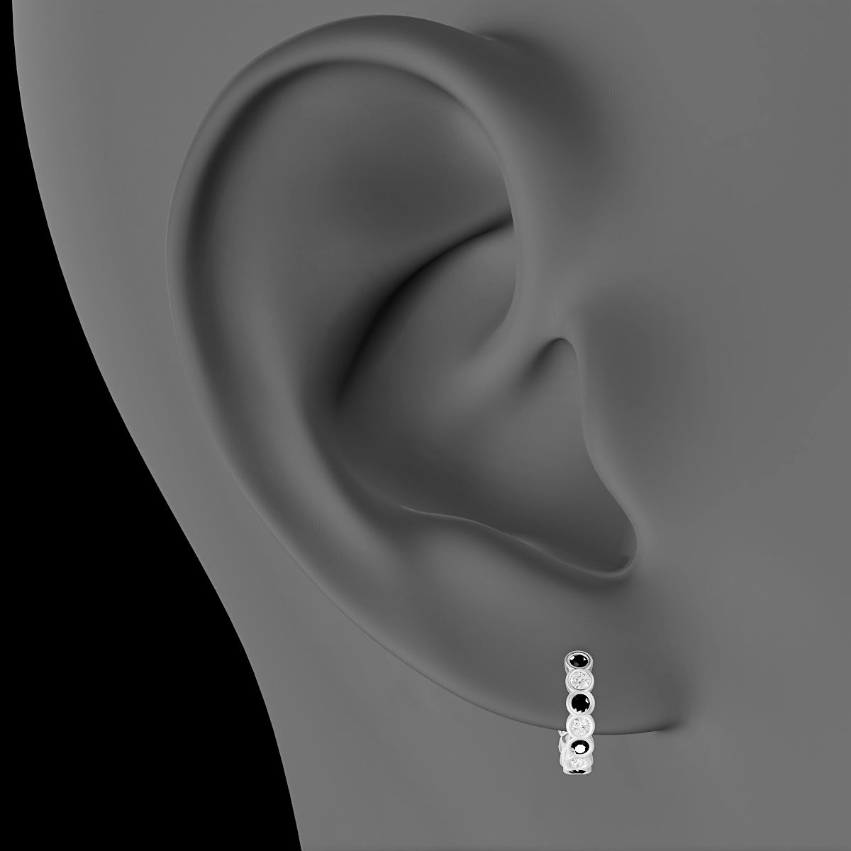 Neith | 18k White Gold 8 mm Black Diamond & Diamond Hoop Piercing