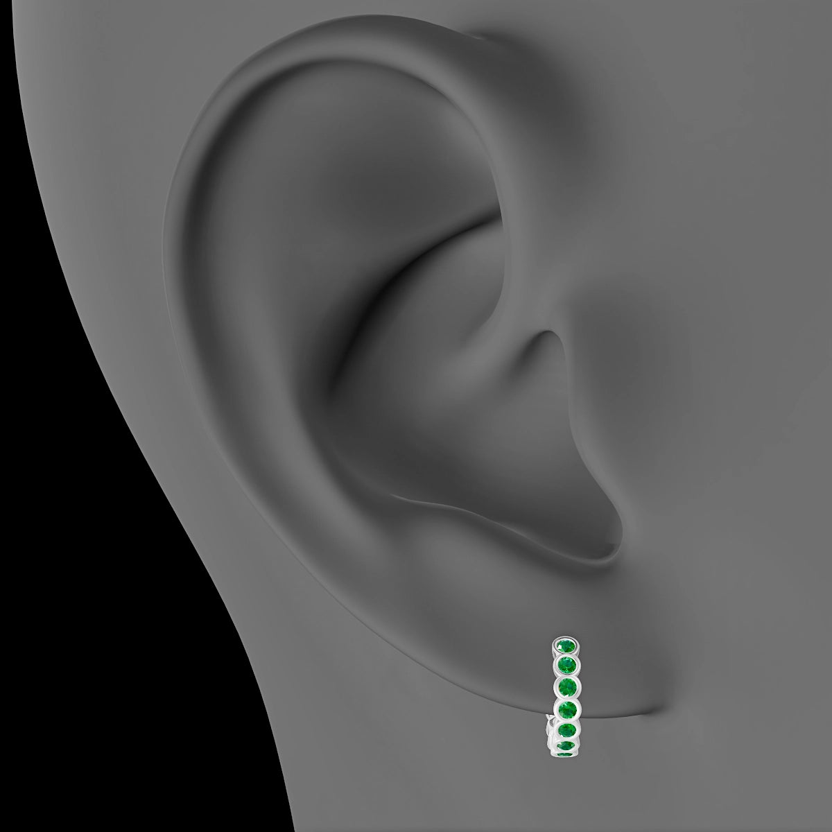 Neith | 18k White Gold 8 mm Emerald Hoop Piercing