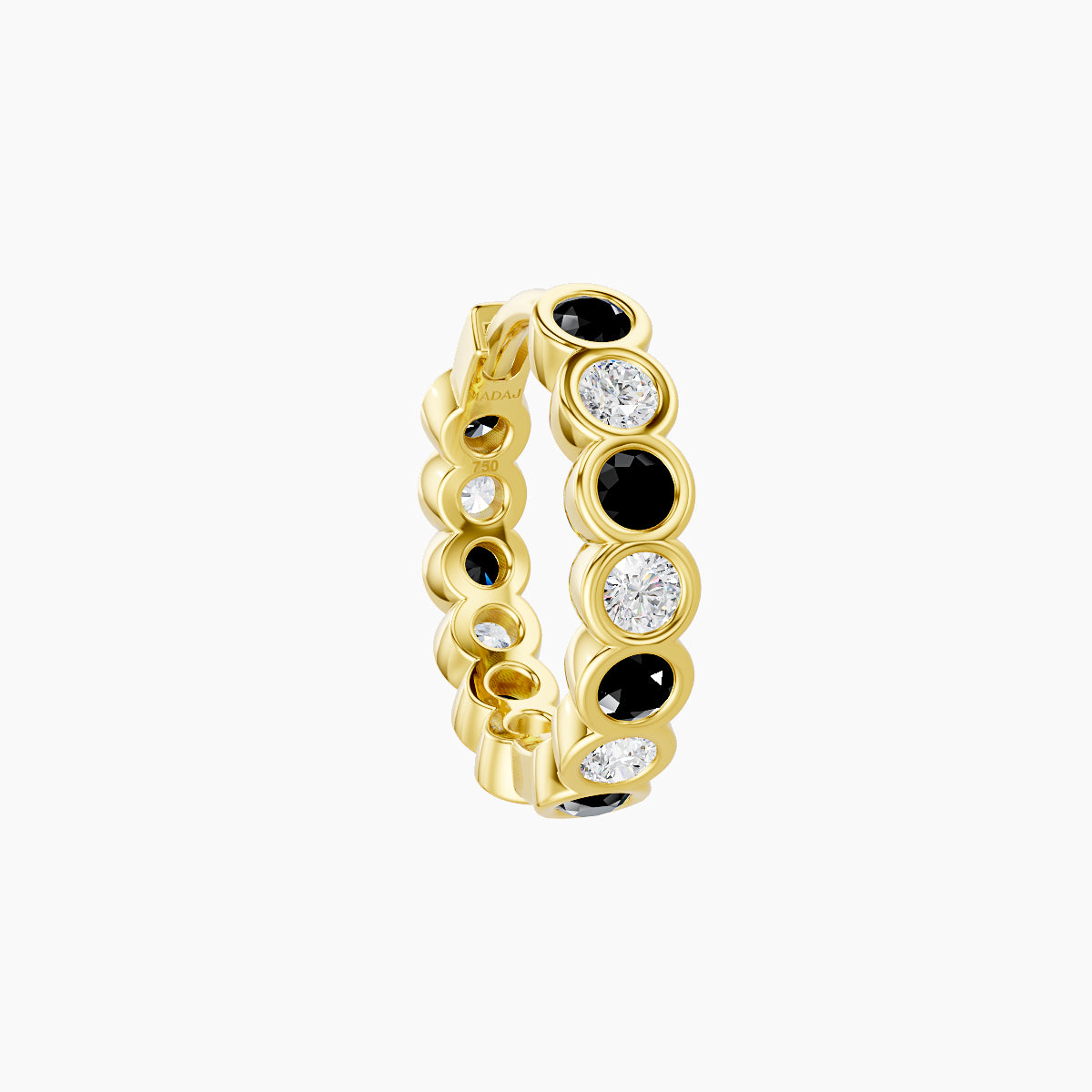 Neith | 18k Yellow Gold 8 mm Black Diamond & Diamond Hoop Piercing