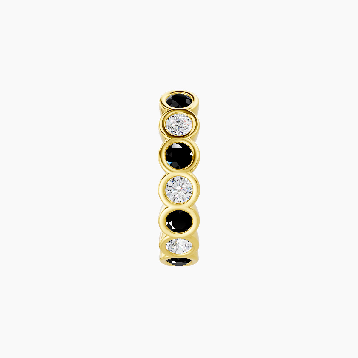 Neith | 18k Yellow Gold 8 mm Black Diamond & Diamond Hoop Piercing