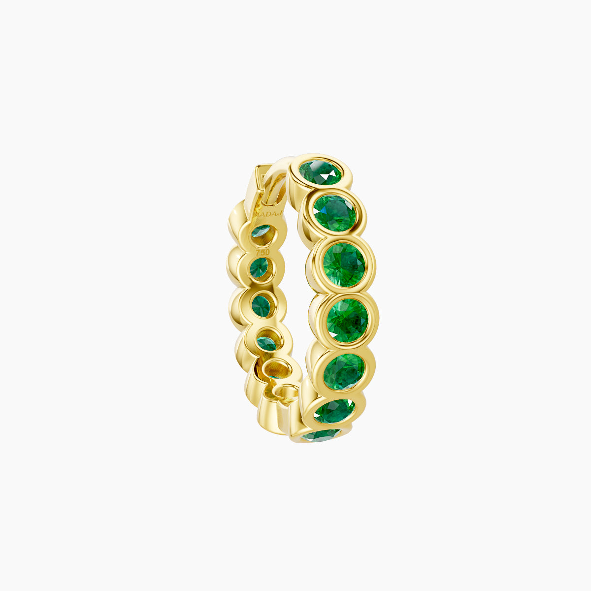 Neith | 18k Yellow Gold 8 mm Emerald Hoop Piercing