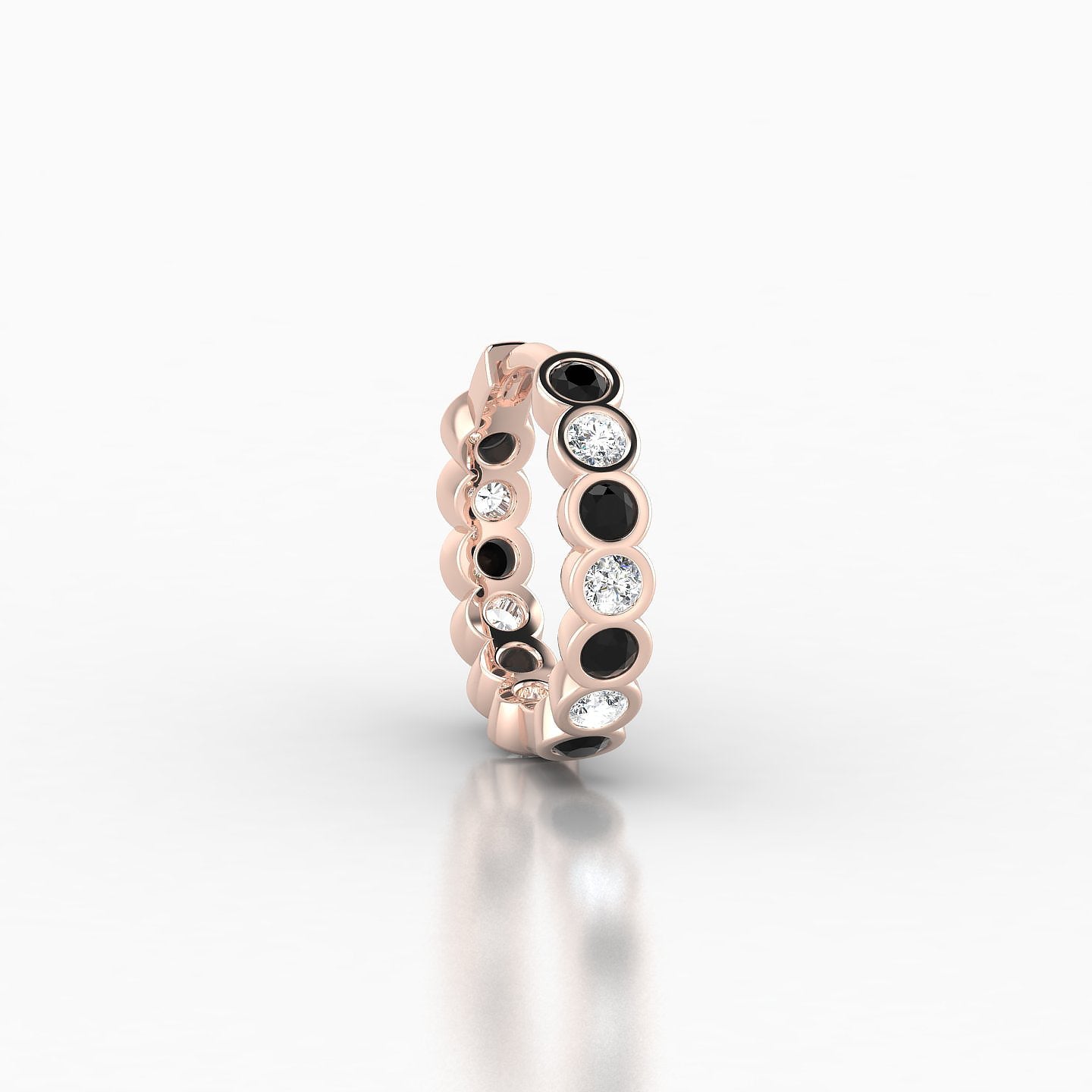 Neith | 18k Rose Gold 8 mm Black Diamond & Diamond Hoop Piercing