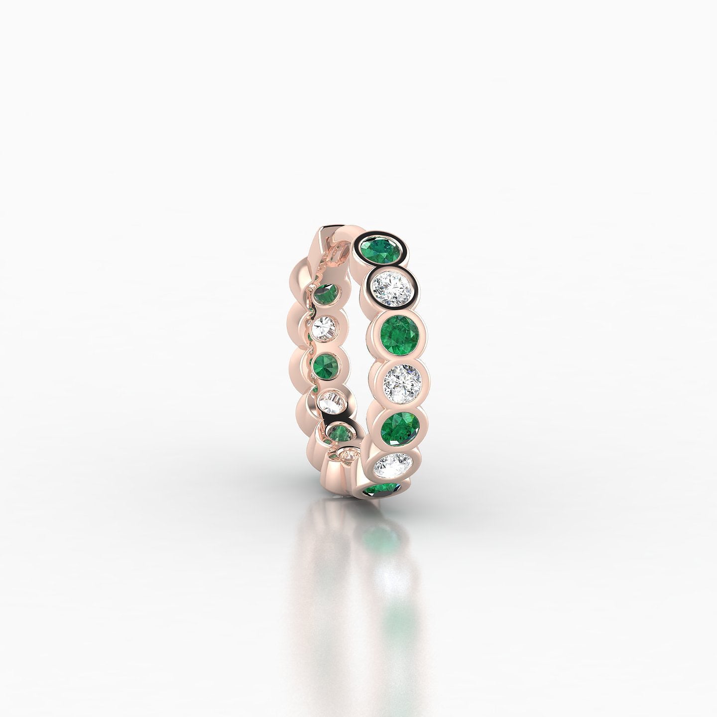 Neith | 18k Rose Gold 8 mm Emerald & Diamond Hoop Piercing