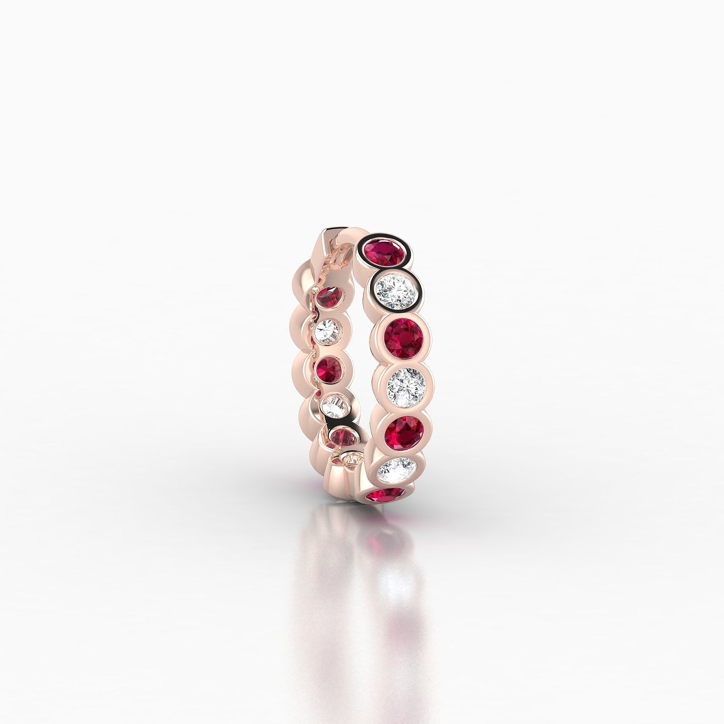 Neith | 18k Rose Gold 8 mm Ruby & Diamond Hoop Piercing