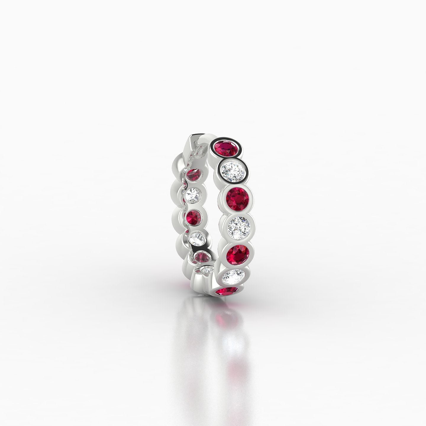 Neith | 18k White Gold 8 mm Ruby & Diamond Hoop Piercing