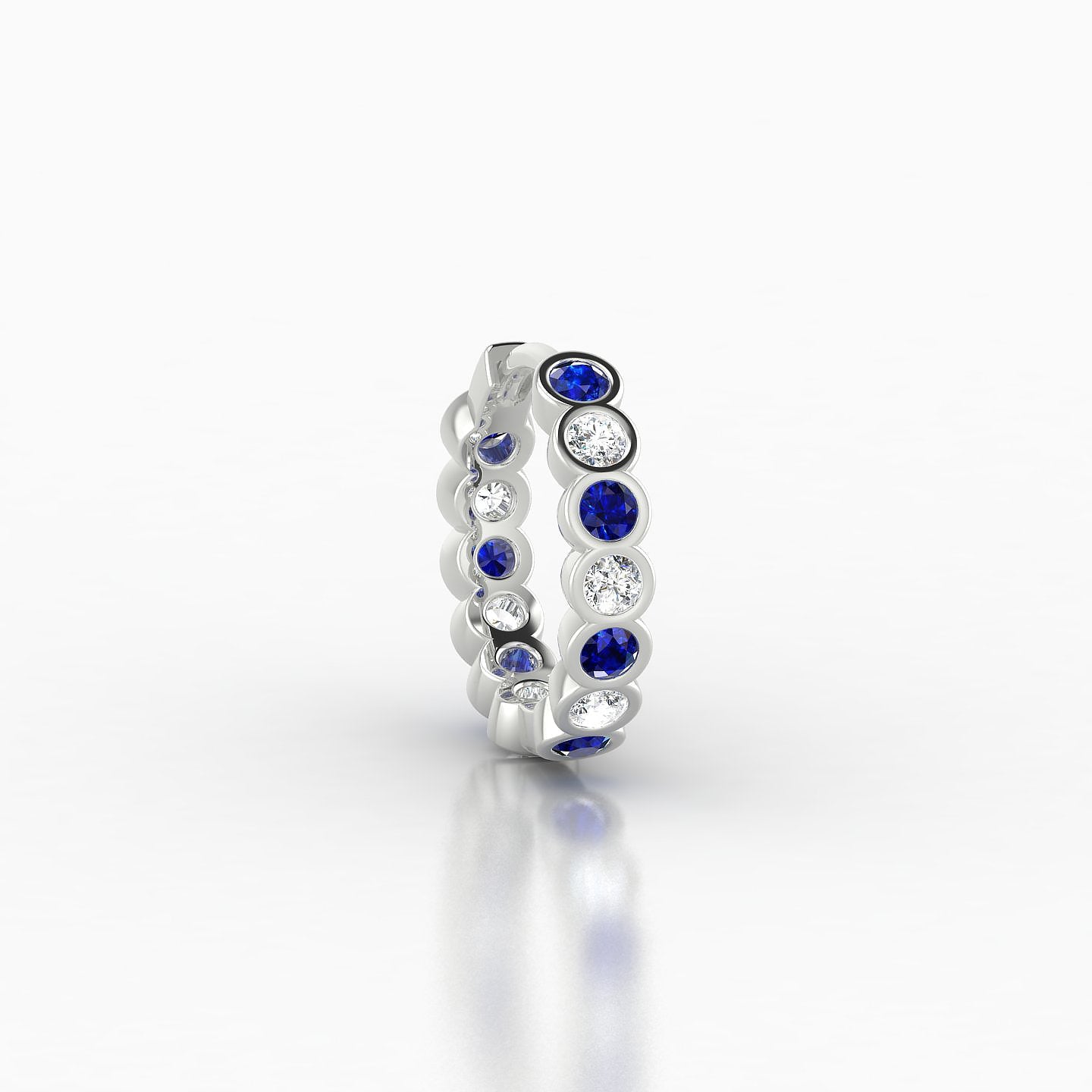 Neith | 18k White Gold 8 mm Sapphire & Diamond Hoop Piercing