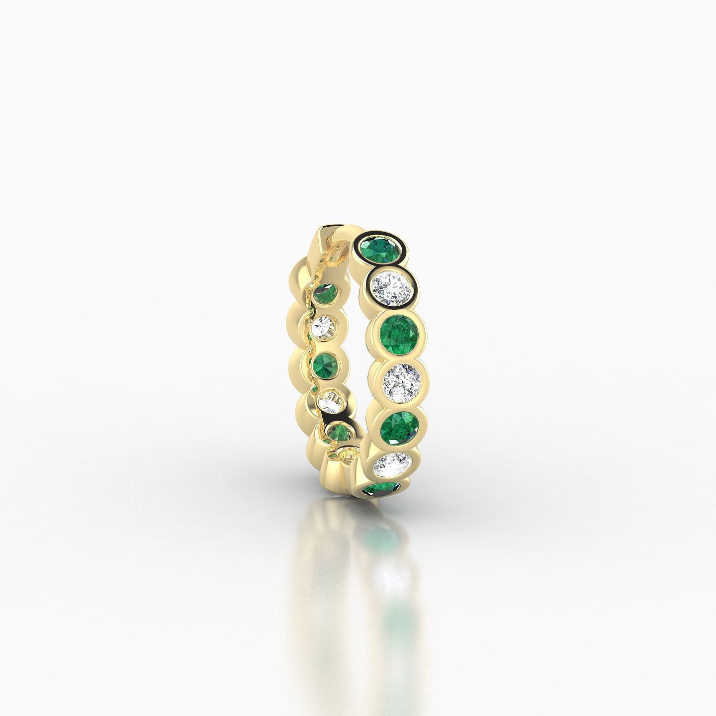 Neith | 18k Yellow Gold 8 mm Emerald & Diamond Hoop Piercing