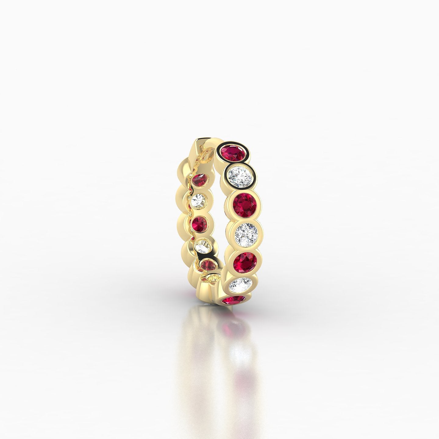 Neith | 18k Yellow Gold 8 mm Ruby & Diamond Hoop Piercing