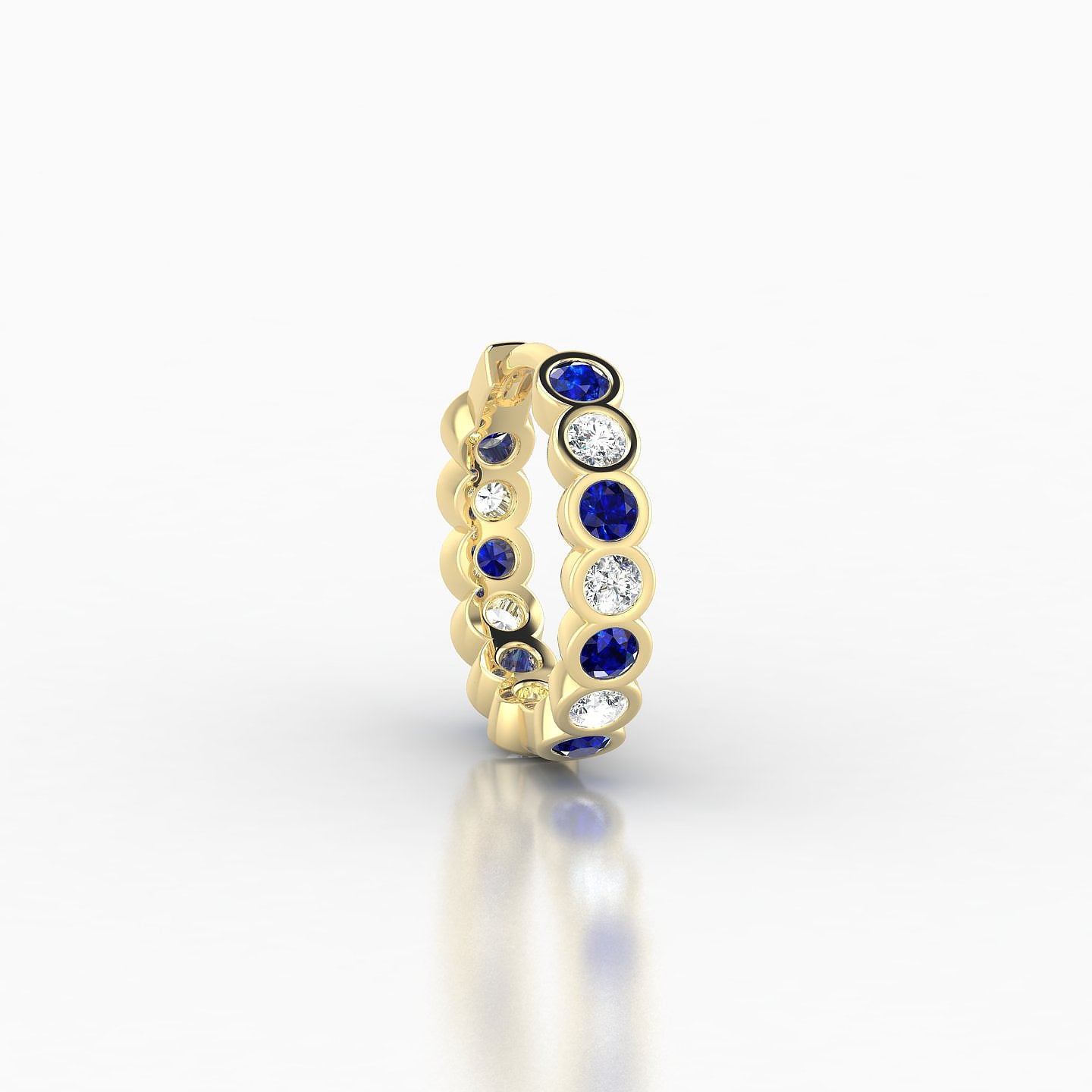 Neith | 18k Yellow Gold 8 mm Sapphire & Diamond Hoop Piercing