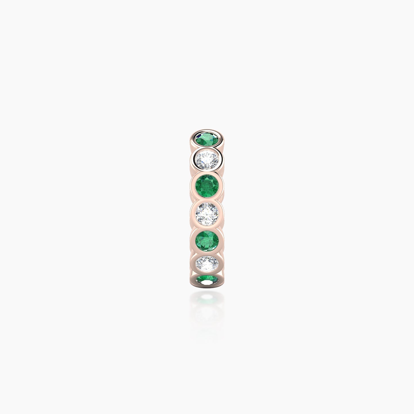 Neith | 18k Rose Gold 8 mm Emerald & Diamond Hoop Piercing