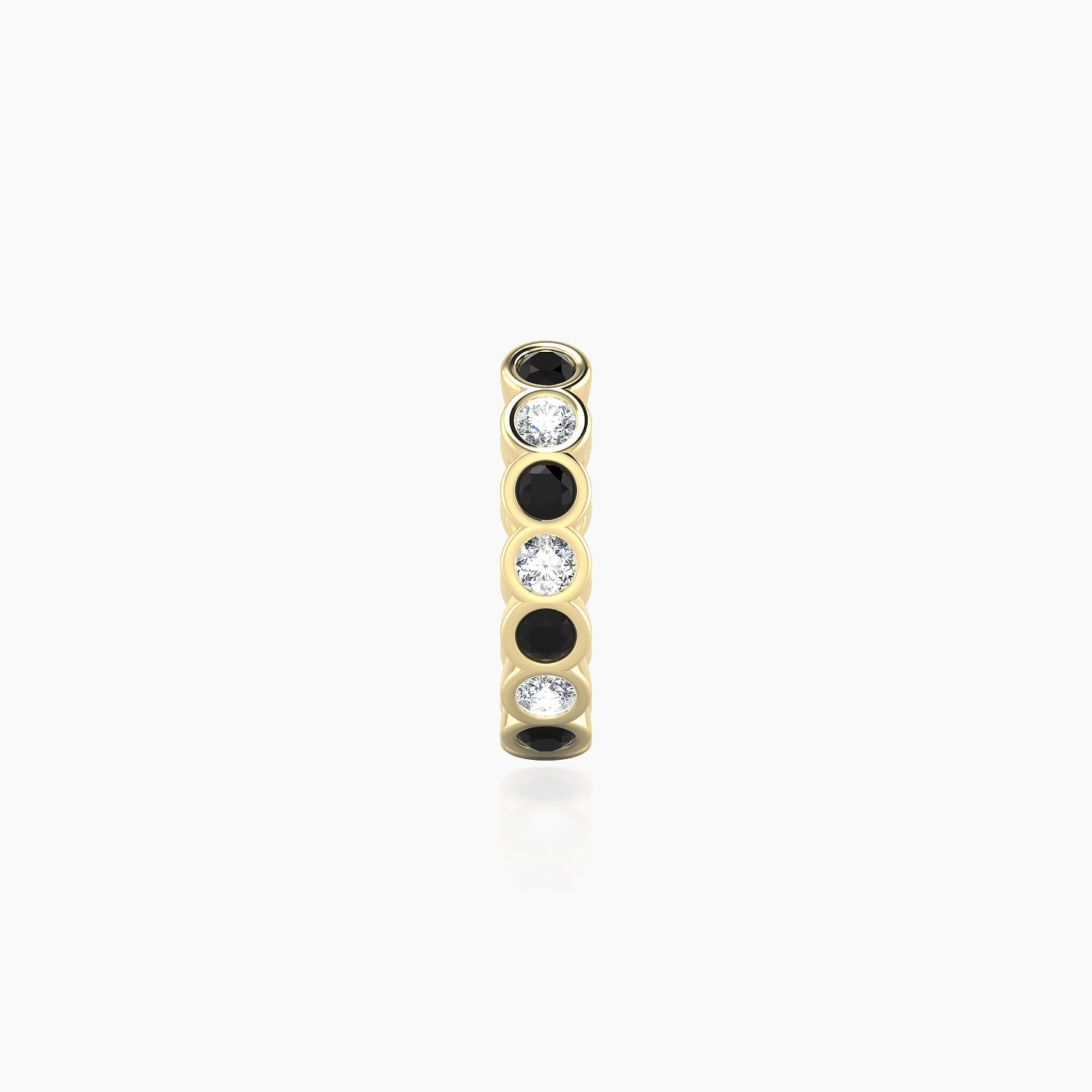 Neith | 18k Yellow Gold 8 mm Black Diamond & Diamond Hoop Piercing