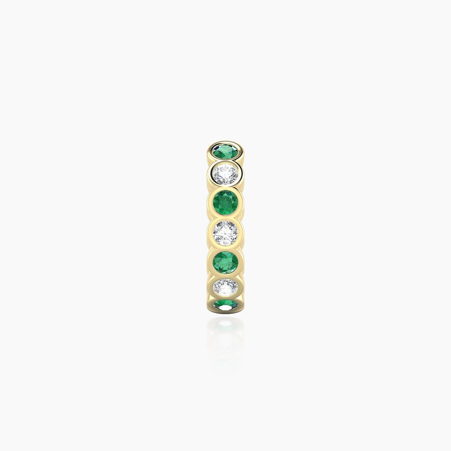 Neith | 18k Yellow Gold 8 mm Emerald & Diamond Hoop Piercing