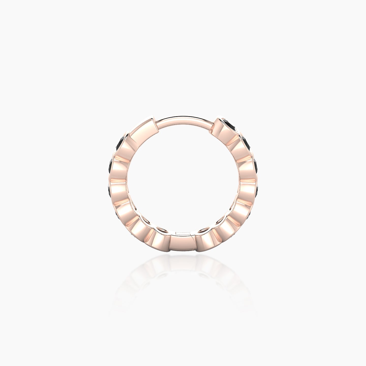 Neith | 18k Rose Gold 8 mm Black Diamond Hoop Piercing