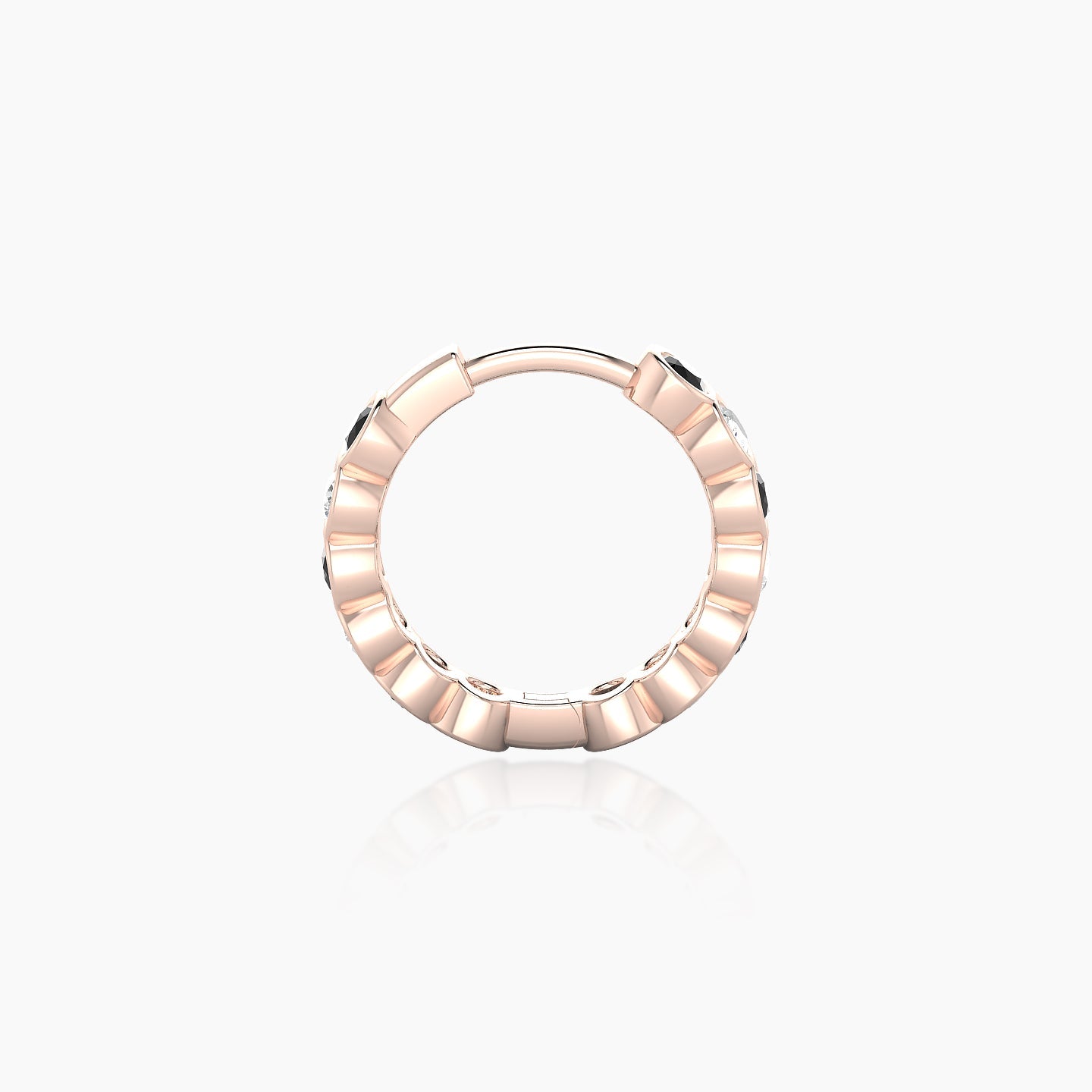 Neith | 18k Rose Gold 8 mm Black Diamond & Diamond Hoop Piercing