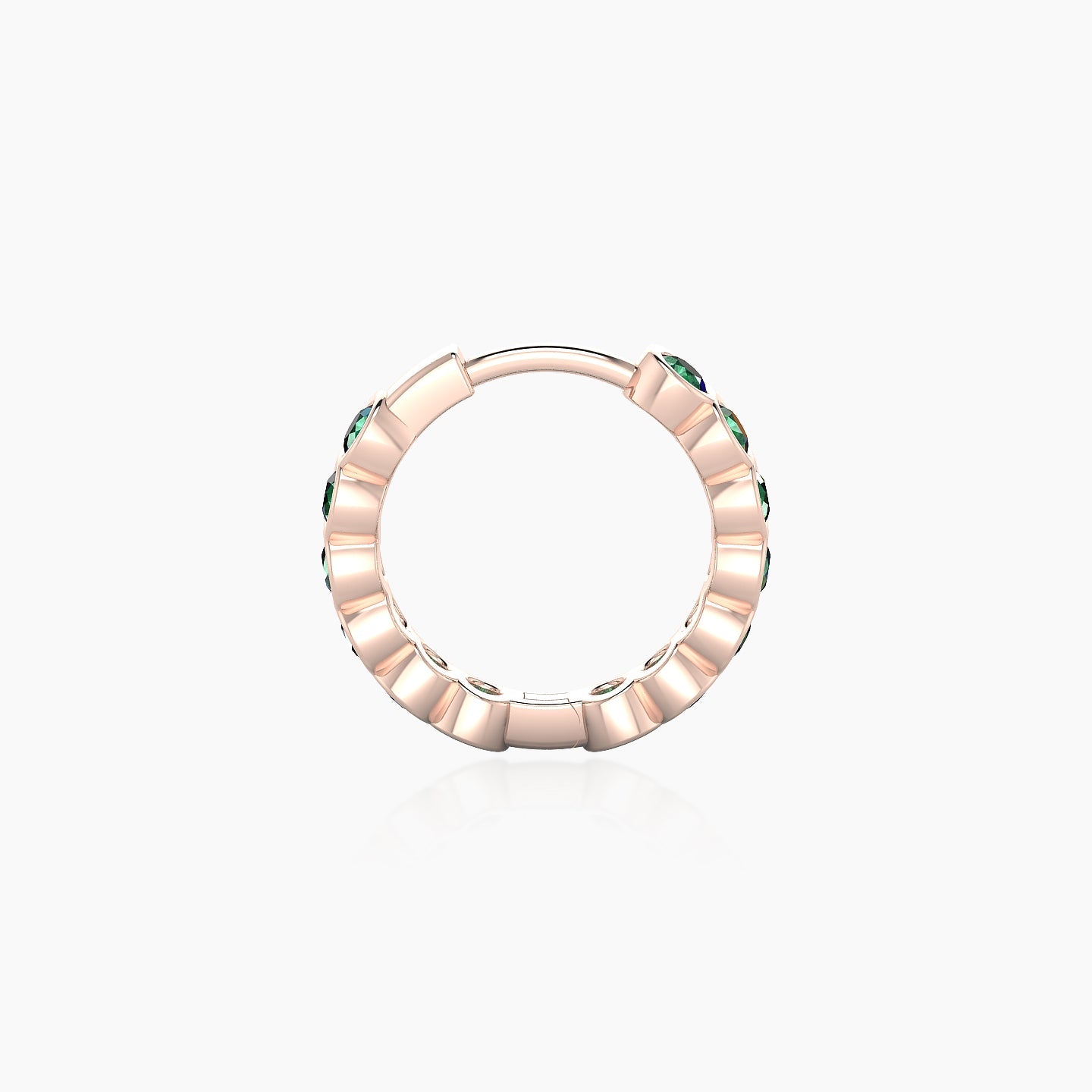 Neith | 18k Rose Gold 8 mm Emerald Hoop Piercing