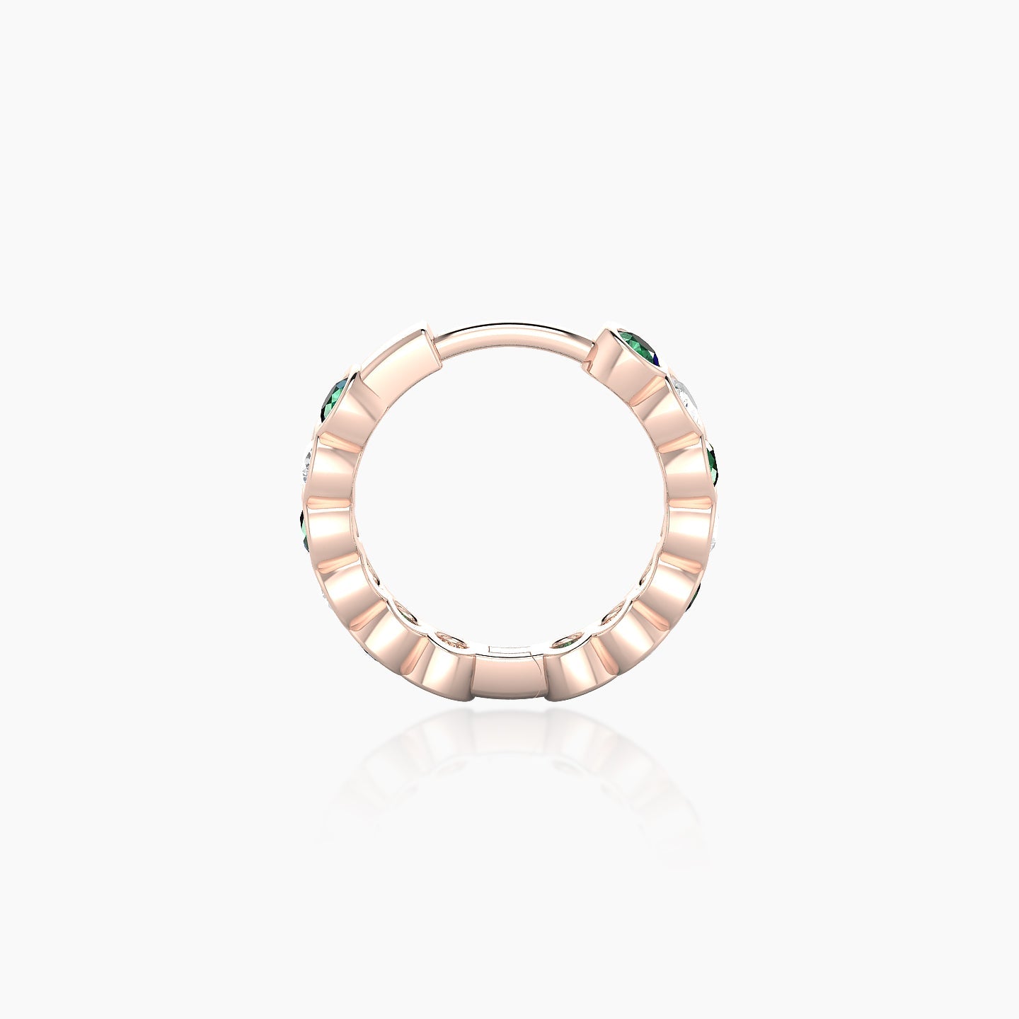 Neith | 18k Rose Gold 8 mm Emerald & Diamond Hoop Piercing