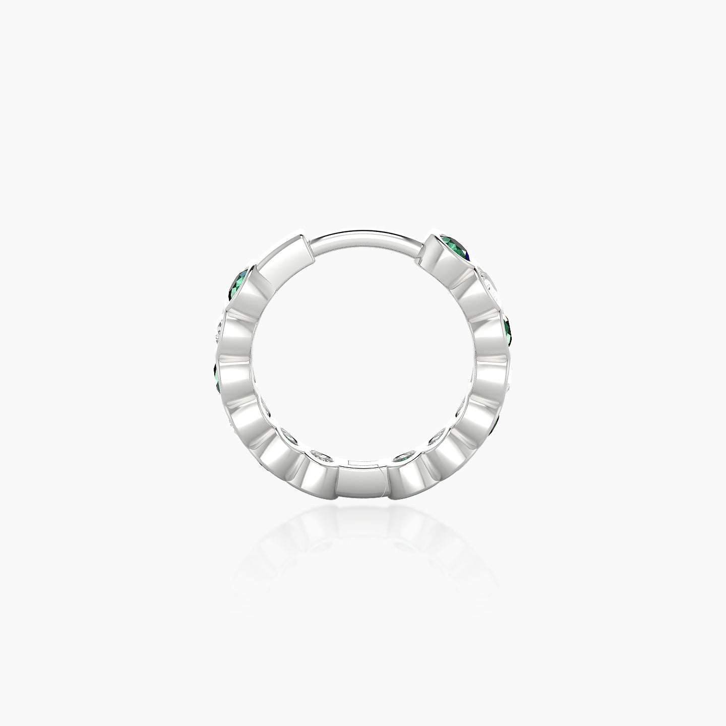 Neith | 18k White Gold 8 mm Emerald & Diamond Hoop Piercing