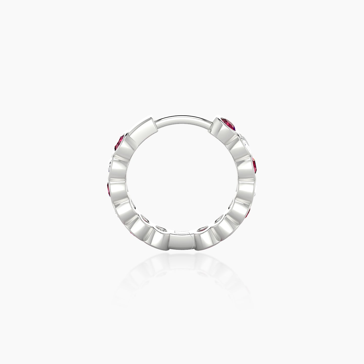 Neith | 18k White Gold 8 mm Ruby & Diamond Hoop Piercing