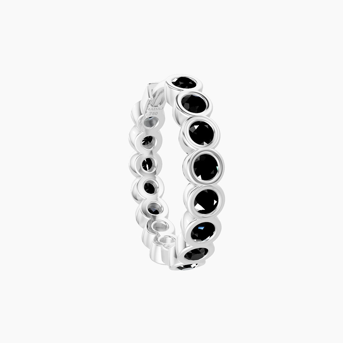 Neith | 18k White Gold 9.5 mm Black Diamond Hoop Piercing