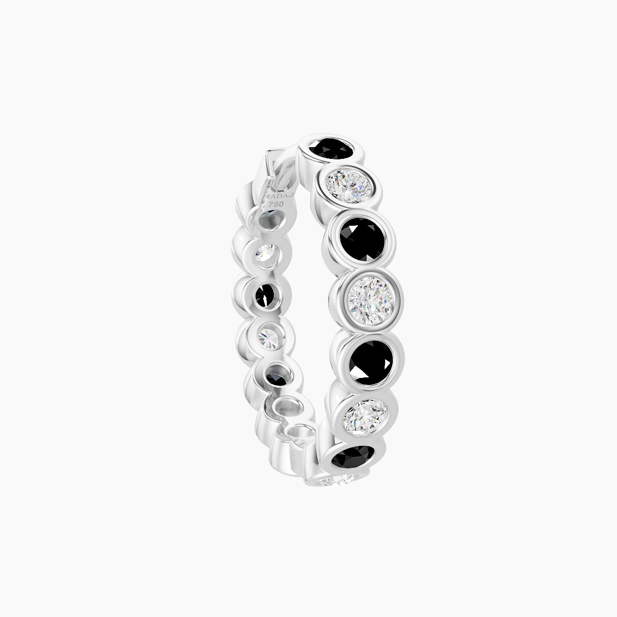 Neith | 18k White Gold 9.5 mm Black Diamond & Diamond Hoop Piercing