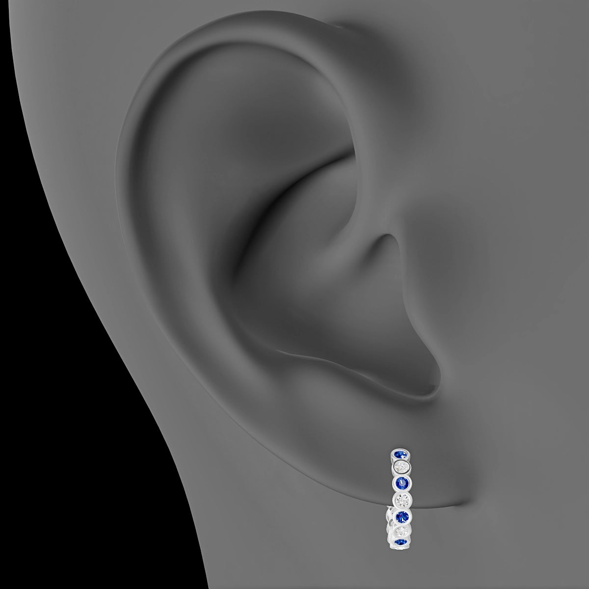 Neith | 18k White Gold 9.5 mm Sapphire & Diamond Hoop Piercing