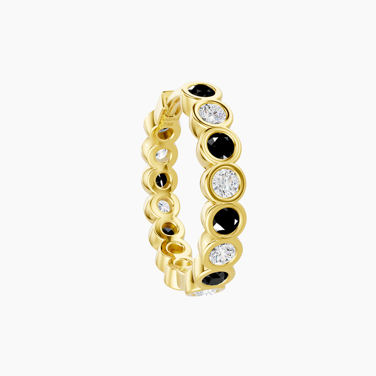 Neith | 18k Yellow Gold 9.5 mm Black Diamond & Diamond Hoop Piercing