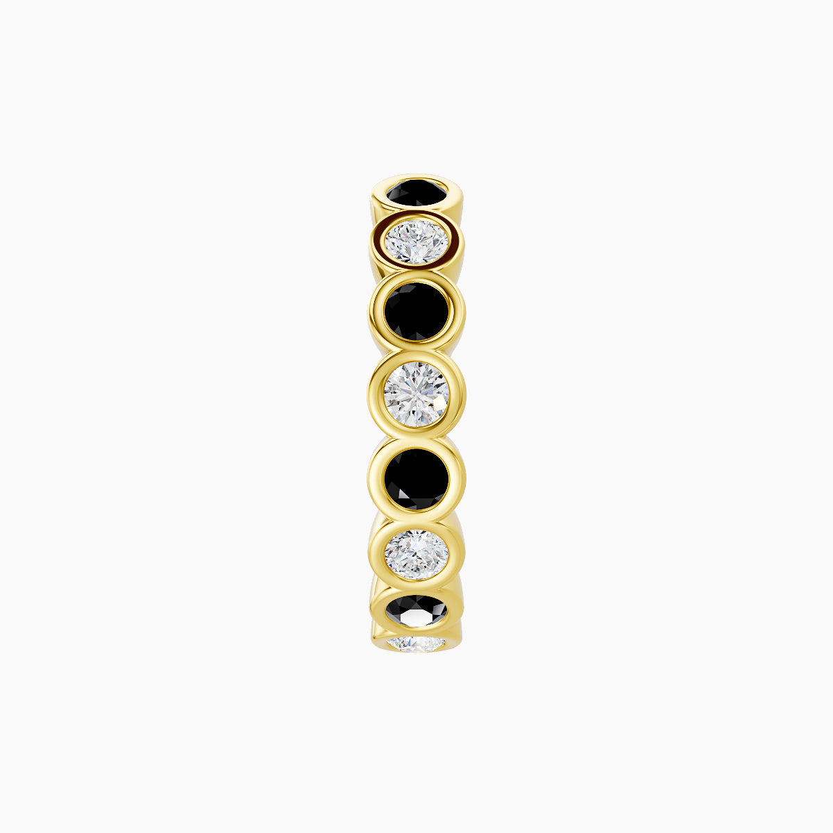 Neith | 18k Yellow Gold 9.5 mm Black Diamond & Diamond Hoop Piercing