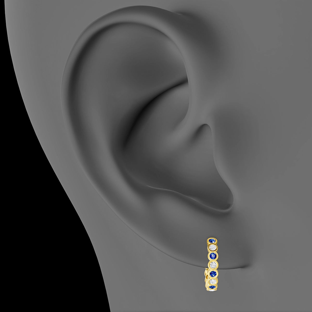 Neith | 18k Yellow Gold 9.5 mm Sapphire & Diamond Hoop Piercing