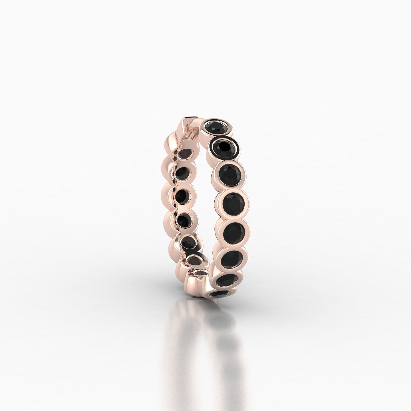 Neith | 18k Rose Gold 9.5 mm Black Diamond Hoop Piercing